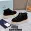 Prada Shearling Suede Lace-Up Booties Black 2024