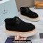 Prada Shearling Suede Lace-Up Booties Black 2024