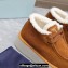 Prada Shearling Suede Lace-Up Booties Brown 2024