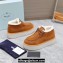 Prada Shearling Suede Lace-Up Booties Brown 2024