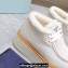 Prada Shearling Suede Lace-Up Booties White 2024