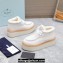 Prada Shearling Suede Lace-Up Booties White 2024