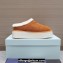 Prada Shearling Suede Cozy Platform Mules Brown 2024