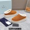 Prada Shearling Suede Cozy Platform Mules Brown 2024