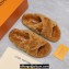 Louis Vuitton Shearling cross-over straps LV Bliss Comfort Mules Brown 2024