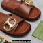 Gucci Women's Marina chain slide sandals 794176 leather Brown 2024