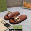 Gucci Women's Marina chain slide sandals 794176 leather Brown 2024
