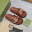 Gucci Women's Marina chain slide sandals 794176 leather Brown 2024