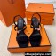 Hermes Glamour 75 sandals in suede goatskin Black with Kelly buckle (original quality)