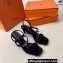 Hermes Glamour 75 sandals in suede goatskin Black with Kelly buckle (original quality)