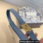 Dior D-Treasure Belt in Smooth Calfskin Blue and White Resin Pearls