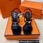 Hermes Glamour 75 sandals in Satin Black with Kelly buckle (original quality)