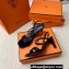 Hermes Glamour 75 sandals in Satin Black with Kelly buckle (original quality)