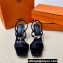 Hermes Glamour 75 sandals in Satin Black with Kelly buckle (original quality)