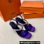 Hermes Glamour 75 sandals in Satin Purple/Gold with Kelly buckle (original quality)