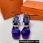 Hermes Glamour 75 sandals in Satin Purple/Gold with Kelly buckle (original quality)