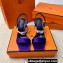 Hermes Glamour 75 sandals in Satin Purple/Silver with Kelly buckle (original quality)