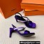 Hermes Glamour 75 sandals in Satin Purple/Silver with Kelly buckle (original quality)