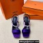Hermes Glamour 75 sandals in Satin Purple/Silver with Kelly buckle (original quality)
