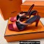 Hermes Glamour 75 sandals in Satin Red/Gold with Kelly buckle (original quality)