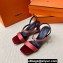 Hermes Glamour 75 sandals in Satin Red/Gold with Kelly buckle (original quality)
