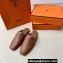 Hermes Groupie mules Brown in goatskin with palladium-plated Paris buckle (original quality)