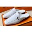 Hermes Groupie mules Pale Gray in goatskin with palladium-plated Paris buckle (original quality)