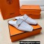 Hermes Groupie mules Pale Gray in goatskin with palladium-plated Paris buckle (original quality)