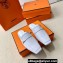 Hermes Groupie mules Pale Gray in goatskin with palladium-plated Paris buckle (original quality)