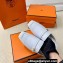 Hermes Groupie mules Pale Gray in goatskin with palladium-plated Paris buckle (original quality)