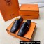 Hermes Groupie mules Black in goatskin with palladium-plated Paris buckle (original quality)