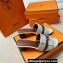Hermes Gigi 50 sandals in calfskin White/Brown with Kelly buckle (original quality)