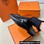 Hermes Groupie mules Black in goatskin with palladium-plated Paris buckle (original quality)