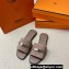 Hermes Giulia sandals in Suede Gray with Kelly buckle (original quality)