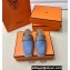Hermes Groupie mules in denim Blue and calfskin with miniature permabrass-plated Paris buckle (original quality)