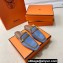 Hermes Groupie mules in denim Blue and calfskin with miniature permabrass-plated Paris buckle (original quality)