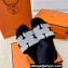Hermes Oran Sandals in fringed H canvas Black (original quality)