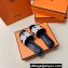 Hermes Oran Sandals in fringed H canvas Black (original quality)