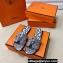 Hermes Oran Sandals in Calfskin Leather Print White/Black (original quality)