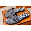 Hermes Oran Sandals in Calfskin Leather Print White/Black (original quality)