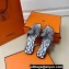 Hermes Oran Sandals in Calfskin Leather Print White/Black (original quality)