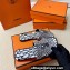 Hermes Oran Sandals in Calfskin Leather Print White/Black (original quality)