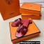 Hermes Oran Sandals in Calfskin Leather Print Red (original quality)