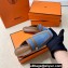 Hermes Groupie mules in denim Blue and calfskin with miniature permabrass-plated Paris buckle (original quality)