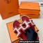 Hermes Oran Sandals in Calfskin Red and canvas (original quality)