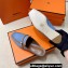 Hermes Groupie mules in denim Blue and calfskin with miniature permabrass-plated Paris buckle (original quality)