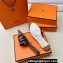 Hermes Oran Sandals in Calfskin Brown and canvas Blue (original quality)