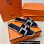 Hermes Oran Sandals in Calfskin Black and canvas (original quality)