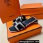 Hermes Oran Sandals in Calfskin Black and canvas (original quality)