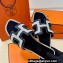 Hermes Oran Sandals in Calfskin Black and canvas (original quality)